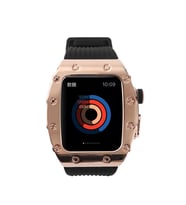 Apple Watch 44mm Kordon Metal Kasa Kordon 65 (Siyah-Rose Gold)