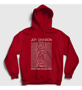 Presmono Unisex Beyaz Unknown Pleasures Joy Division Kapüşonlu Sweatshirt 87847tt (Kırmızı)