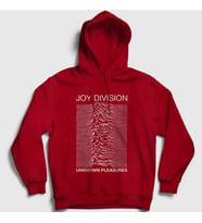 Presmono Unisex Beyaz Unknown Pleasures Joy Division Kapüşonlu Sweatshirt 87847tt (Kırmızı)