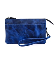 KANGAROO KINGDOM Hakiki Deri Crazy Horse Yeşil Erkek El Portföy Clutch Çantası 5488-ZY (Mavi-Saks)