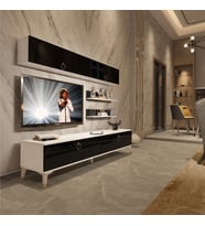 Decoraktiv Eko 5 Mdf Std Gold Tv Ünitesi Tv Sehpası - Parlak Beyaz (Siyah - Beyaz)