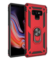 Samsung Galaxy Note 9 Uyumlu Kılıf Standlı Manyetik Yüzüklü Military Magnetic Ring Polycarbonate and TPU Case (Kırmızı)
