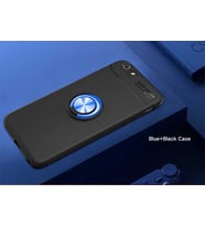 Uyumlu Model Apple iPhone 6 Plus 6S Plus Kılıf Yüzüklü Magnetli Ravel Case (Siyah-Mavi)