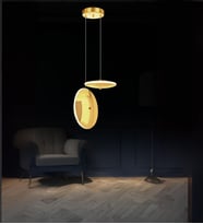 Astra 2'li Disk Avize  Led Avize Aydınlatma (Eskitme Altın)