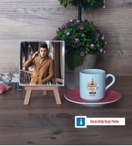 Bilgisayar Mühendisi Fotoğraflı Dekoratif Taş, Ahşap Altlıklı Türk Kahvesi Fincanı Hediye (Model 6)