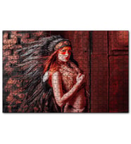 Cakapuzzle Kırmızı Işık Üstüne Yansımız Kızılderi Kıyafetli Kadı  Puzzle Yapboz MDF (Ahşap) (255 Parça)