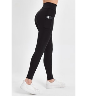 Kadın Yüksek Bel Toparlayıcı Ve Sıkılaştırıcı Cepli Spor Tayt (Siyah)
