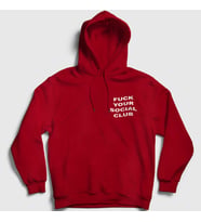 Presmono Unisex Gri Fuck Your Social Club Kapüşonlu Sweatshirt 402137tt (Kırmızı)