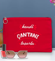 BK Gİft Kişiye Özel Kendin Tasarla Astarlı Portföy Çanta 30x21cm (12 Renk Seçeneğı), Baskılı El Çantası, Organizer Çanta (Kırmızı)