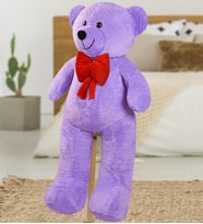 ÖZGÜNER 140 cm Kırmızı Papyonlu Ayıcık (Lila)