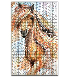 Cakapuzzle Retro Kahve Rengi At Tarz Görsel Puzzle Yapboz MDF (Ahşap) (255 Parça)