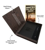 Kişiye Özel Kitap Ajanda Kalem Seti (Kitap Formunda Ahşap Kutulu) (Model 6)
