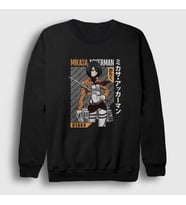 Presmono Unisex Bordo Mikasa Fan Anime Attack On Titan Sweatshirt 125352tt (Siyah)