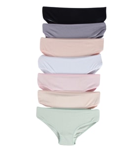 Kız Çocuk Pamuklu Baskılı Desenli Pamuklu 7'li Paket Slip Külot (Siyah)