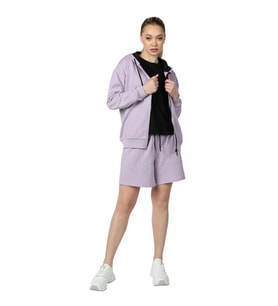Kadın Kapüşonlu Fermuarlı Sweatshırt Oranj (Lila)