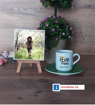 Evin Prensi Fotoğraflı Dekoratif Taş, Ahşap Altlıklı Türk Kahvesi Fincanı Hediye (Model 9)