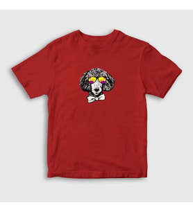 Presmono Unisex Çocuk Beyaz Poodle Dog Köpek T-Shirt 409850tt (Kırmızı)