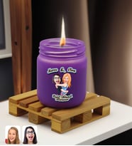 BK Gift Kişiye Özel DTF Best Friend Karikatürlü Renkli Cam Kavanozda Kokulu Mum-1(13 Renk Seçeneği), Arkadaşa Hediye, Doğum Günü Hediyesi (Mor)