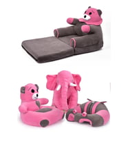 TOKKO Premium Dörtlü Set - Bebeyatmaz + Uyku Fili + Peluş Ayıcık + Çocuk Koltuğu - Antibakteriyel 4'Lü Set (Pembe)