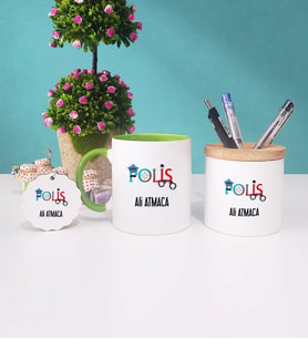 Polis Kupa Bardak Kırmızı Kalemlik ve Anahtarlık (Model 8)