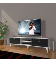 Decoraktiv Eko 140 Mdf Dvd Gold Tv Ünitesi Tv Sehpası (Siyah - Beyaz)