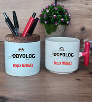 Odyolog Hediye Sepeti Kupa Bardak T Kulplu, Kalemlik Hediyeleri Tıp Bayramı Hediyesi (Model 1)