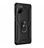 Xiaomi Poco M3 Kılıf Yüzüklü Standlı Korumalı Tank Kapak (Siyah)