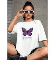 Unisex Dream Butterfly Tasarım Tshirt (Beyaz)
