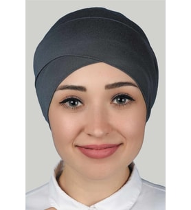 Çapraz Dış Tesettür Bonesi Penye (Füme)