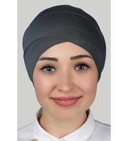 Çapraz Dış Tesettür Bonesi Penye (Füme)