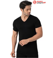 LÜX DRM 3905 Erkek Bambu Nefes Alabilen İnce Rahat Yazlık Kumaş V Yaka Kısa Kollu T-Shirt