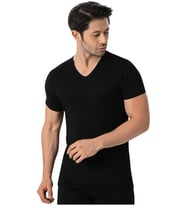 LÜX DRM 3905 Erkek Bambu V Yaka Kısa Kollu Fanila (Siyah)