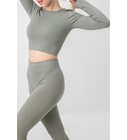 DoReMi Seamless Uzun Kollu Fitilli Büstiyer (Koyu Yeşil)