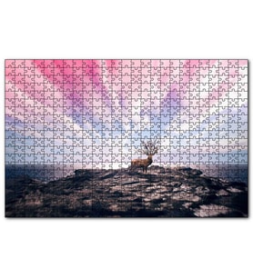 Cakapuzzle  Geyik Kayalık Deniz Bulutlu Gök  Puzzle Yapboz MDF (Ahşap) (500 Parça)