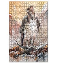Cakapuzzle Karlı Dalda Sert Bakışlı Şahin Puzzle Yapboz MDF (Ahşap) (500 Parça)
