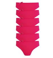 6lı Kadın Bikini Külot Pamuklu Renkli Ekonomik Rahat (Fuşya)