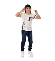 Toontoy Erkek Çocuk T-Shirt Strong Baskılı (Beyaz)