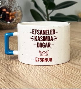 Kişiye Özel Efsaneler Kasımda Doğar Hediye Lüks Fincan Doğum Günü Hediyesi (Mavi)