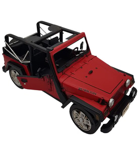 Dekoratif Vintage El Yapımı Metal Rubicon Jeep - Büyük Boy (Kırmızı)