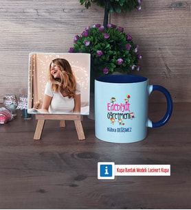 Edebiyat Öğretmeni Fotoğraflı Dekoratif Taş, Kupa Bardak Beyaz Hediye (Model 3)