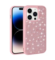 Vendas Apple iPhone 14 Pro Kılıf Parlak Taşlı Tasarım Zore Pırlanta Kapak (Pembe)