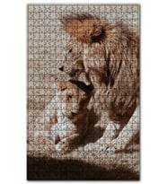 Cakapuzzle Romantik Aslan Çift Puzzle Yapboz MDF (Ahşap) (500 Parça)