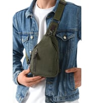 Erkek Bady Bag Göğüs Çantası Kanvas Kumaş Sırt Çantası 27*17 Cm Günlük Omuz Çantası  (Yeşil)