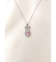 Kadın Paslanmaz Çelik Zirkon Taşlı Kurdele Kalp Pandora Kolye (Pembe)