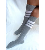 CİHO SOCKS Daily 4 Çift Kız Çocuk, Kadın Çizgili Kaymayan Diz Altı Orta Okul Lise Kolej Okul Çorabı (Gri)