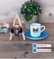 Kuran Kursu Hocası Türk Kahvesi Fincanı Ahşap Altlıklı ve Fotoğraflı Ahşap Anahtarlık Hediye (Model 5)