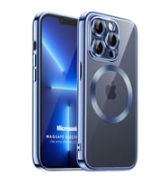 Microsonic Apple iPhone 12 Pro Kılıf MagSafe Luxury Electroplate Siyah (Mavi)