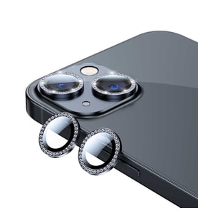 Apple iPhone 13 Mini CL-06 Renkli Taşlı Kamera Lens Koruyucu (Siyah)