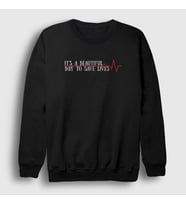 Presmono Unisex Beyaz Save Lives Hediye Hemşire Doktor Sweatshirt 472122tt (Siyah)