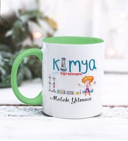 Kimya Öğretmeni Tasarımlı Kişiye Özel Kupa Bardak (Yeşil)